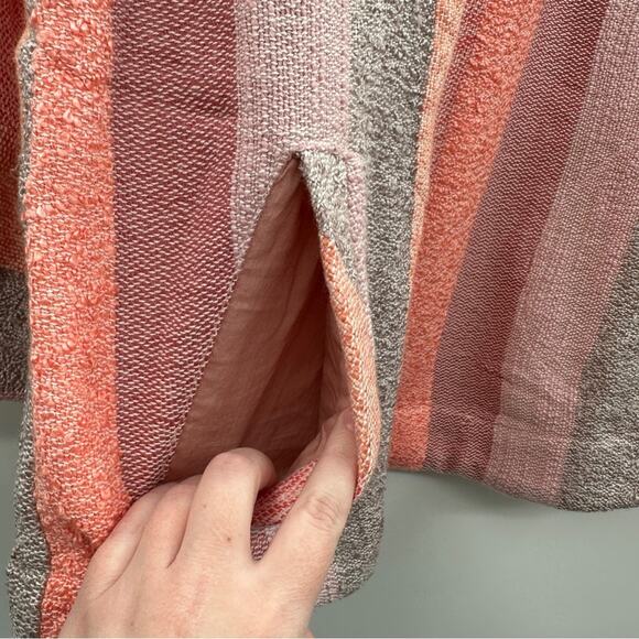 Soft Surroundings Pink, Peach & Gray Striped Zip Neck Tassel Sweater Size‎ M - Picture 4 of 9